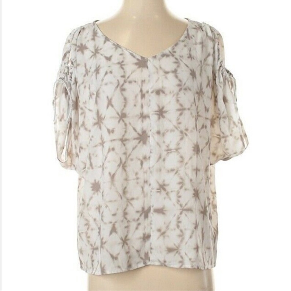 JUICY COUTURE Print Drawstring Cold Shoulder Top